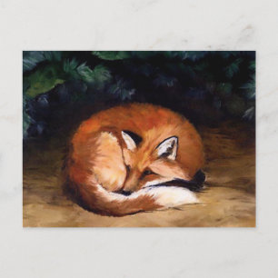 Carte postale Sleepy Red Fox Animal Art