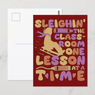 Carte Postale Sleigh Rides Meilleurs cadeaux d'enseignant pour N