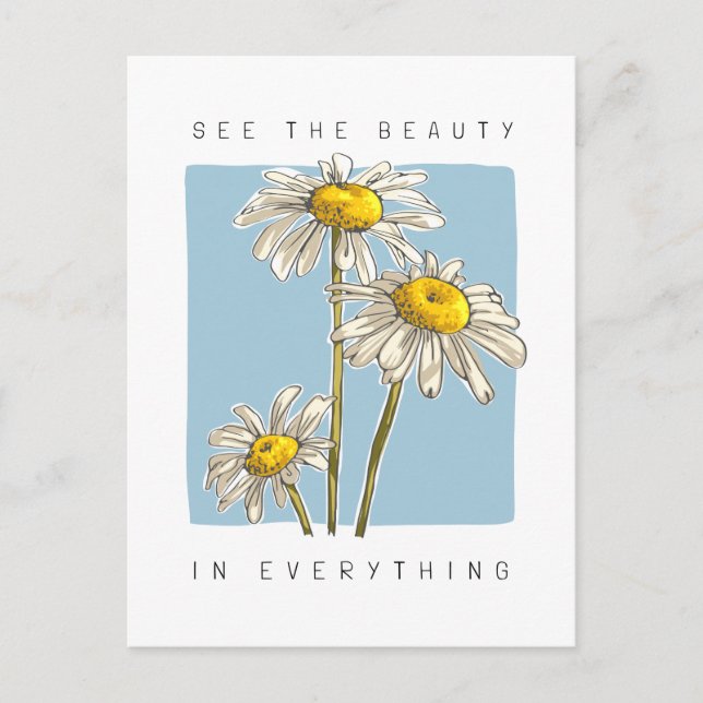 Carte Postale Slogan de Beauté Fleurs de Marguerite (Devant)