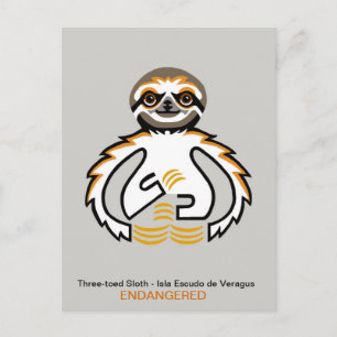 Carte Postale SLOTH à trois doigts cool - Conservation - Nature 