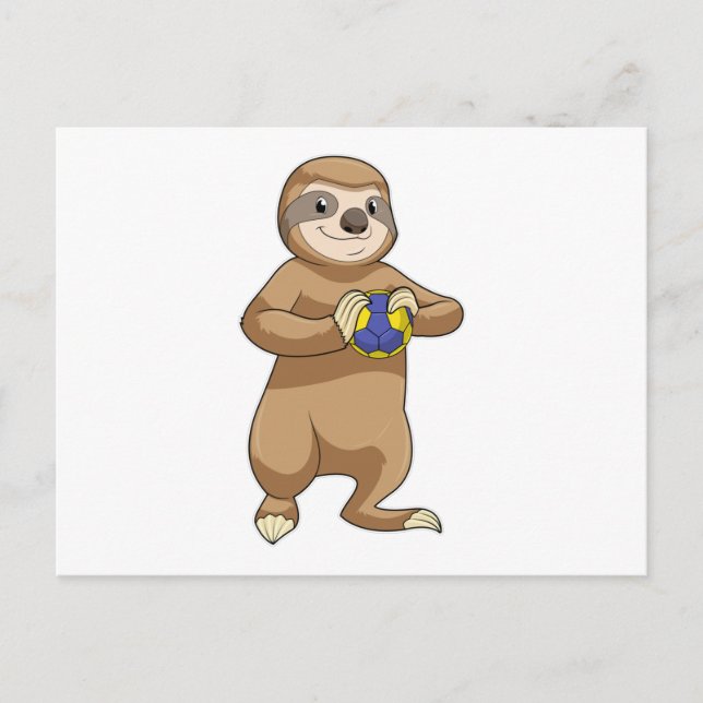 Carte Postale Sloth comme joueur de handball avec Handball (Devant)