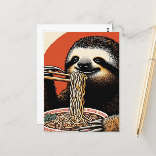 Carte Postale Sloth Eating Ramen Bois Imprimer