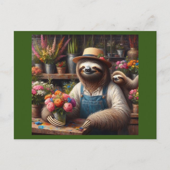 Carte Postale Sloth Florist (Devant)
