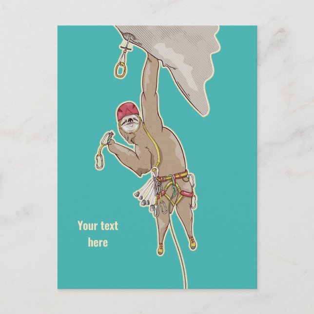 Carte Postale Sloth grimpeur équipé en Trad (Devant)