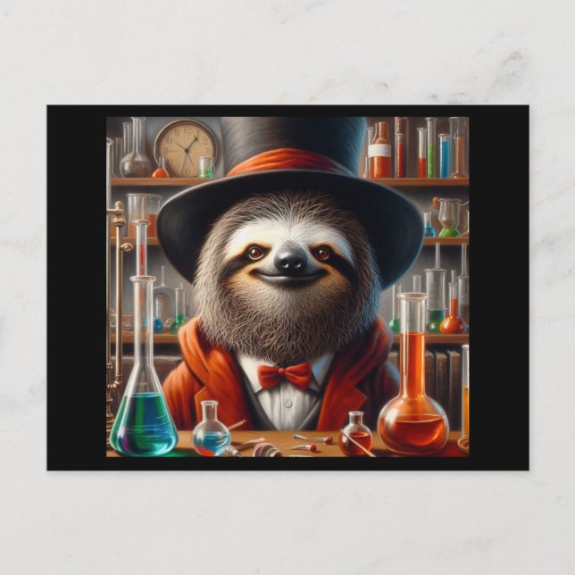 Carte Postale Sloth Mad Scientifique (Devant)
