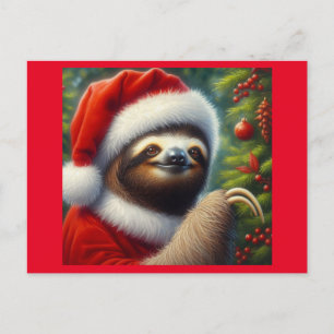 Carte Postale Sloth Santa Claus