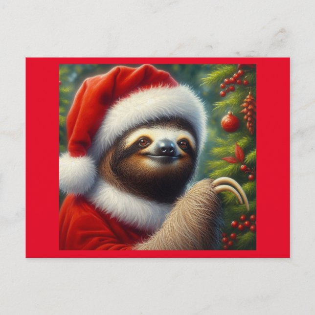 Carte Postale Sloth Santa Claus (Devant)