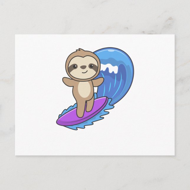 Carte Postale Sloth Surf Waves Riding Sweet Slots (Devant)