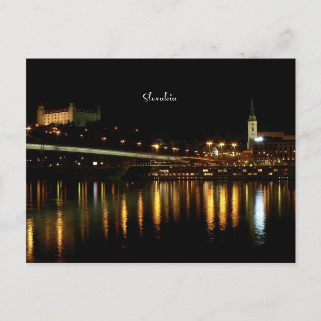 Carte Postale Slovaquie, la nuit, belle photo de paysage urbain (Devant)