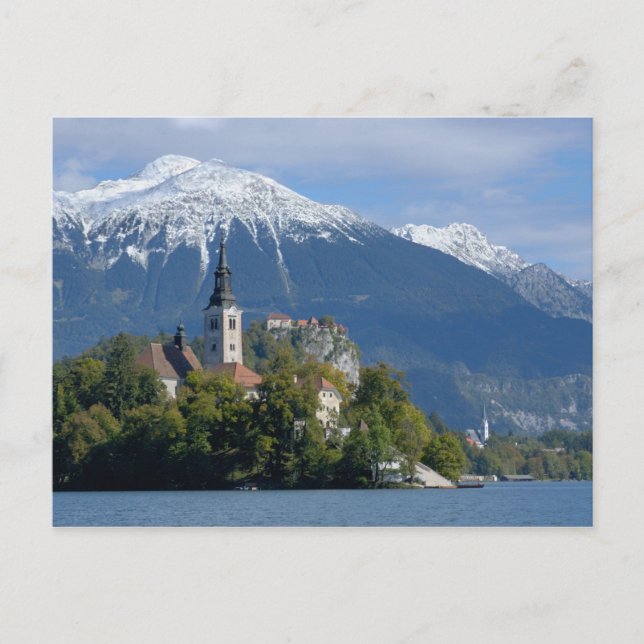 Carte Postale Slovénie, Bled, lac de Bled, île de Bled, Bled (Devant)