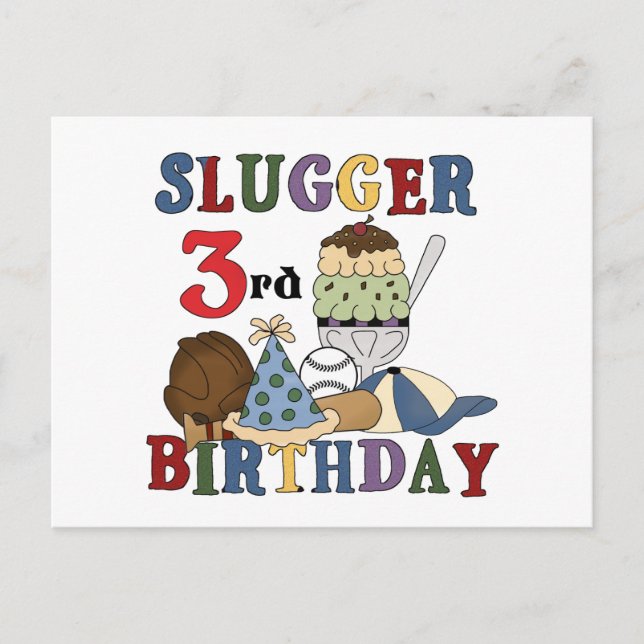 Carte Postale Slugger de baseball 3e chemises d'anniversaire (Devant)