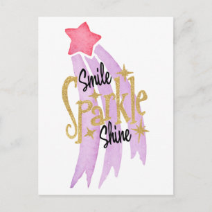 Carte Postale Smile Sparkle Shine Star Word Art