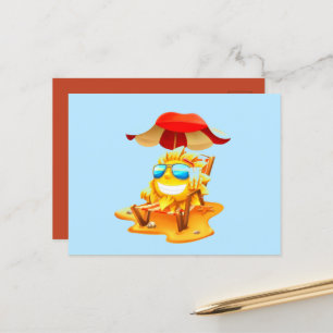 Carte Postale Smiley Sun Lounge Sur Chaise De Plag