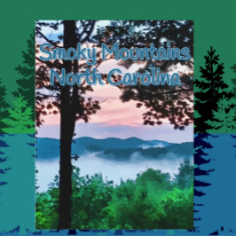 Carte Postale Smoky Mountains, NC Majestic Vue et coucher du sol