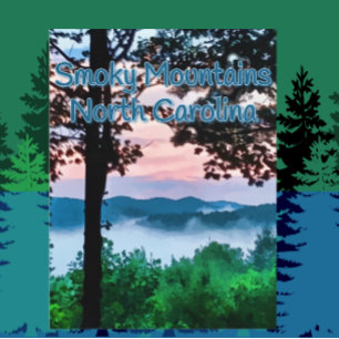 Carte Postale Smoky Mountains, NC Majestic Vue et coucher du sol