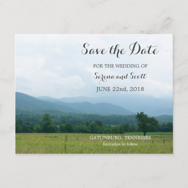 Carte postale "Smoky Mountains, réservez la date" (Devant)