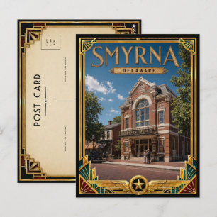 Carte Postale Smyrna Delaware Art Déco vintage de l'âge d'or