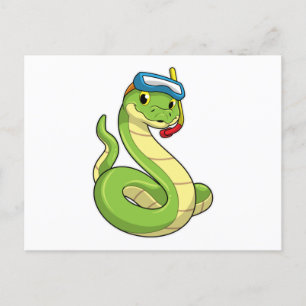 Carte Postale Snake as Diver wirth Snorkel