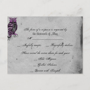Carte postale snob du hibou gothique pourpre RSVP