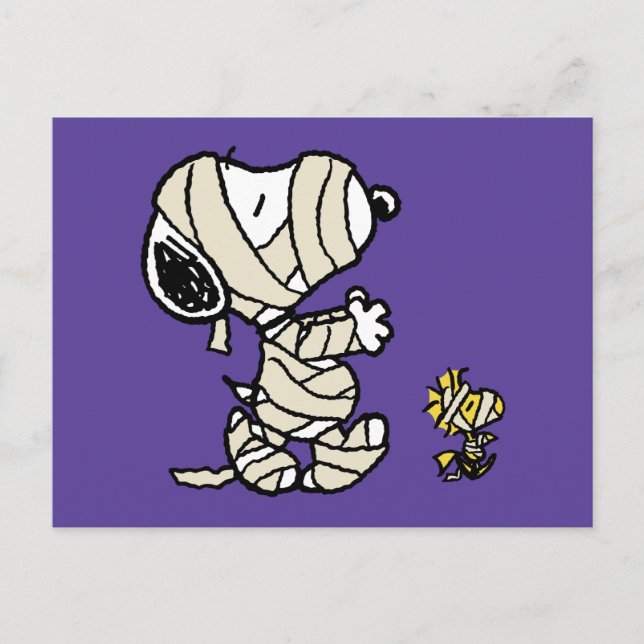 Carte Postale Snoopy et Woodstock Momies (Devant)