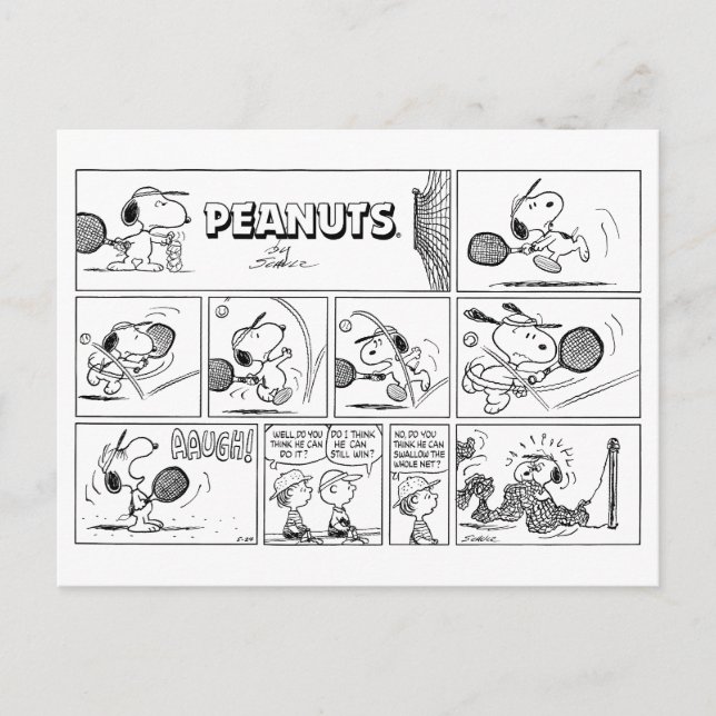 Carte Postale Snoopy Joue Au Tennis (Devant)