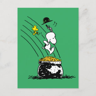 Carte Postale Snoopy Jumping dans le pot d'or