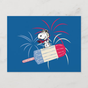 Carte Postale Snoopy l'as de l'aviation sur glace