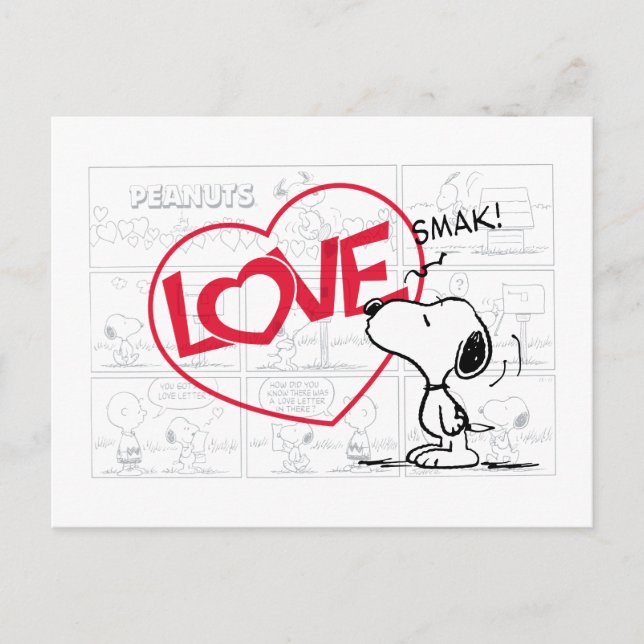 Carte Postale Snoopy "Love" bande dessinée graphique (Devant)