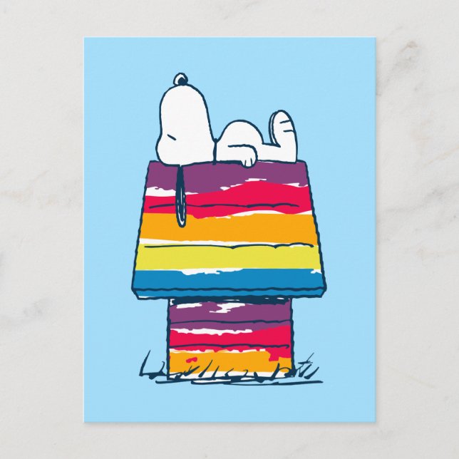 Carte Postale Snoopy | Maison de chien arc-en-ciel (Devant)