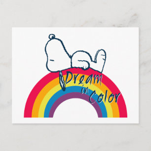 Carte Postale Snoopy Rêver en couleur arc-en-ciel