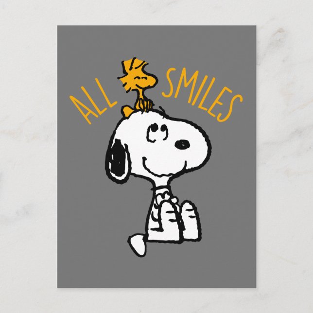 Carte Postale Snoopy & Woodstock - Tout Sourires (Devant)