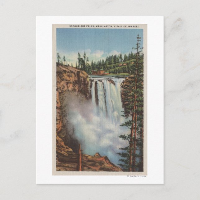 Carte Postale Snoqualmie Falls, WA - Vue des chutes au sommet (Devant)