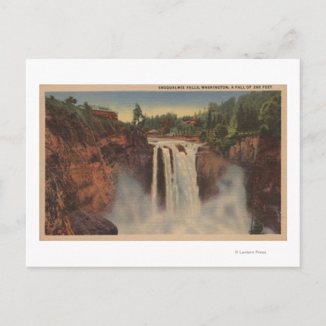 Carte Postale Snoqualmie Falls, WA - Vue des chutes et du lodge (Devant)