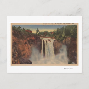 Carte Postale Snoqualmie Falls, WA - Vue des chutes et du lodge