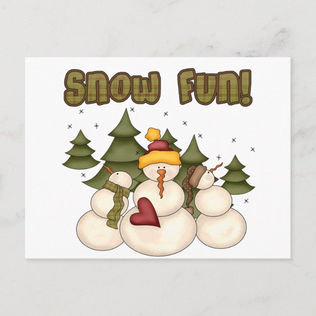 Carte Postale Snow Fun Deux T-shirts et cadeaux (Devant)