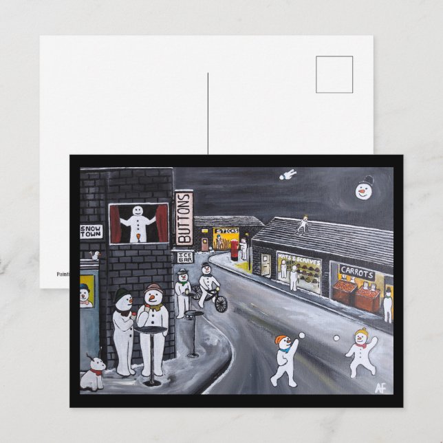 Carte Postale Snow Town Painting by Alfred Fox (Devant / Derrière)