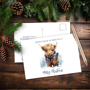 Carte postale Snowboard Highland Cow