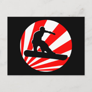 Carte Postale snowboard : raies rouges