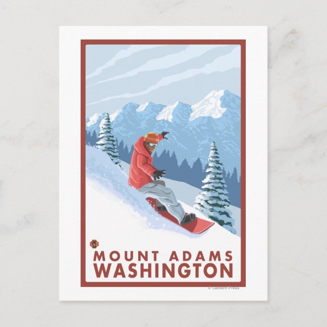 Carte Postale Snowboarder Scene - Mount Adams, Washington (Devant)