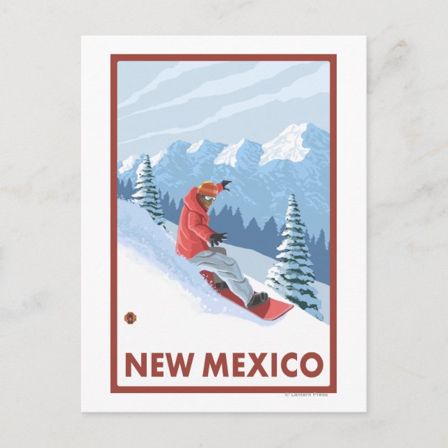 Carte Postale Snowboarder Scène Nouveau-Mexique (Devant)