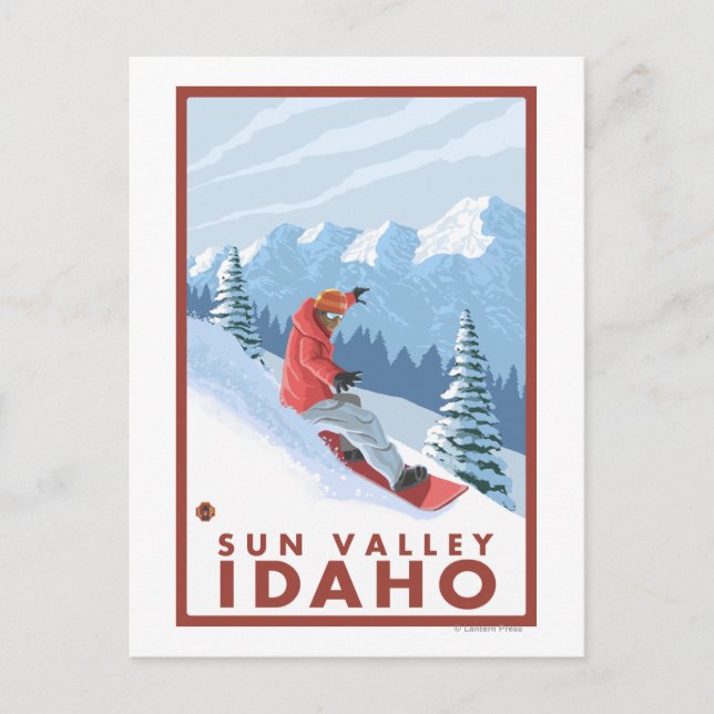 Carte Postale Snowboarder Scene - Sun Valley, Idaho (Devant)