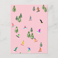 Snowboarders rose Illustration du snowboard