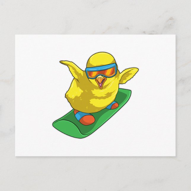 Carte Postale Snowboardeuse Neige Planche à Neige (Devant)