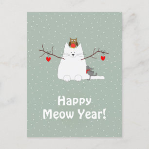 Carte postale Snowcat 'Happy Meow Year'