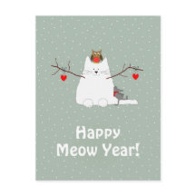 Carte postale Snowcat 'Happy Meow Year'