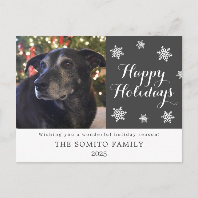 Carte Postale Snowflake Modern Family Photo Holiday Card (Devant)