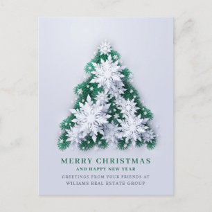 Carte Postale Snowflakes 3D Noël Message d'accueil d'entreprise