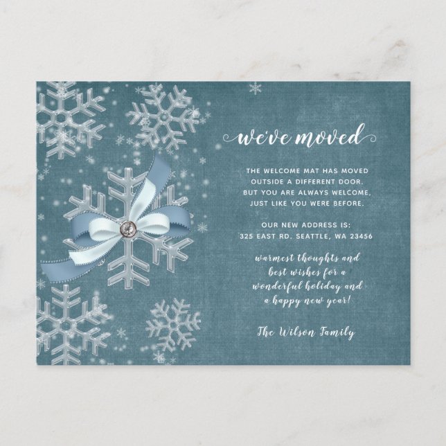 Carte Postale Snowflakes Flurries Holiday Moving Faire-part (Devant)