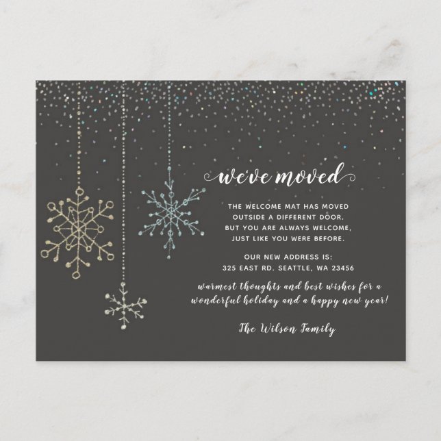 Carte Postale Snowflakes Flurries Holiday Moving Faire-part (Devant)