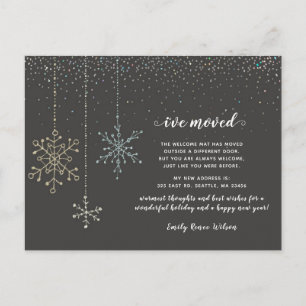 Carte Postale Snowflakes Flurries Holiday Moving Faire-part 
